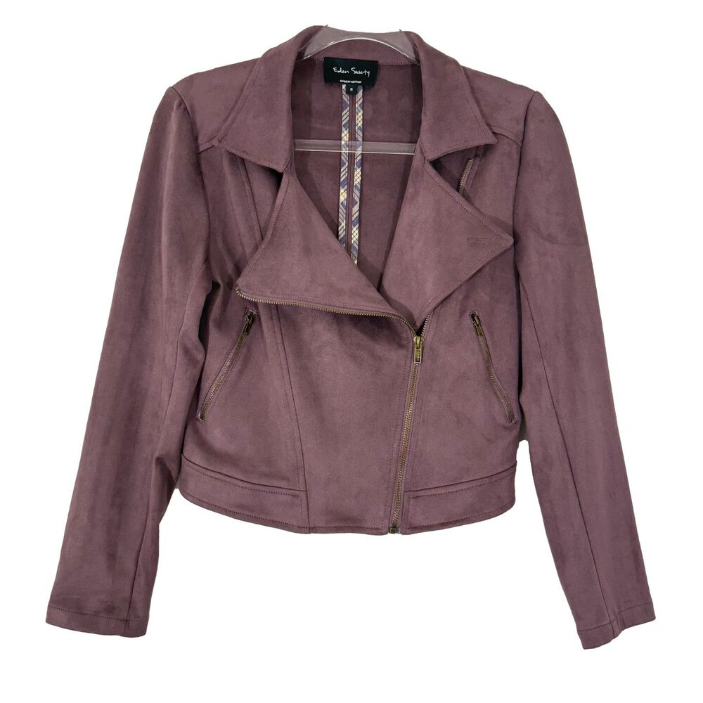 EDEN SOCIETY Stitch Fix Drapey Moto Jacket S Purple Asymmetrical Zip EUC B28